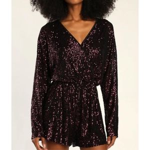 NWOT Dark Magenta Sequin Romper